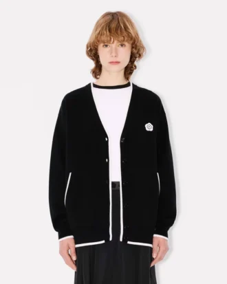 «Boke Flower 2.0» brodert cardigan i bomull og ull