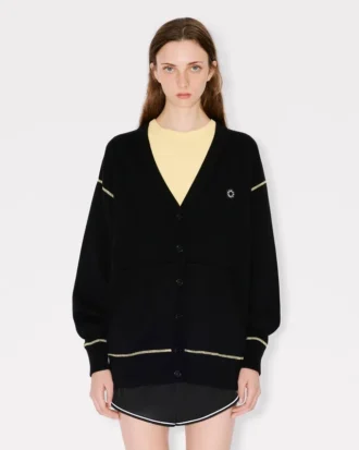 «Boke Flower 2.0» brodert cardigan i ull og bomull