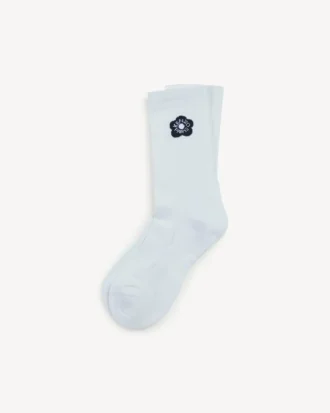 «Boke Flower 2.0» ribbestrikkede sokker i bomull