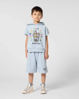 «Happy Sweet» broderte bermuda-shorts i frotté