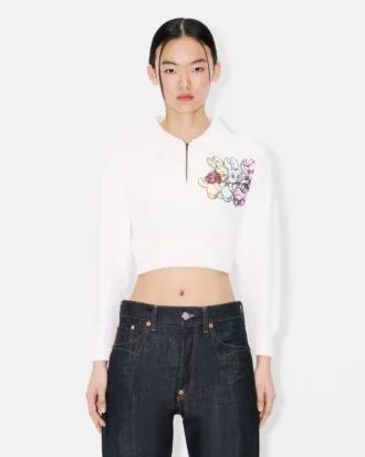 «Kenzo Cartoon» brodert kort polo-genser i bomull
