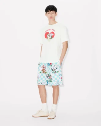 «Kenzo Cartoon» elastiske shorts i bomullsseersucker