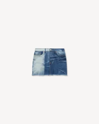 Patchwork-kortskjørt i japansk denim